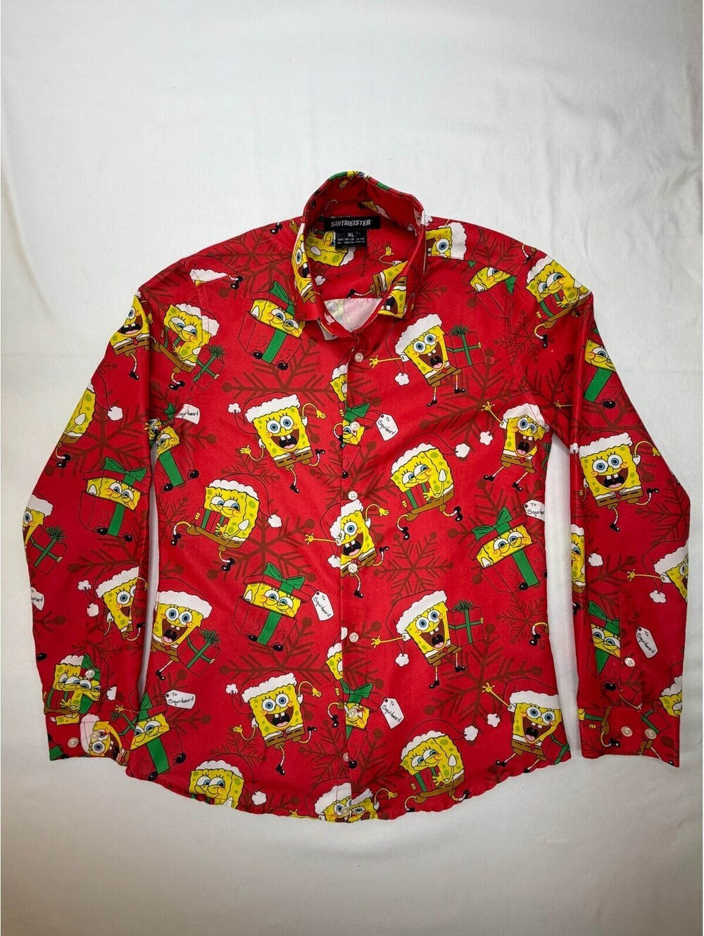 Suitmeister Boy's Button Up Shirt Spongebob Squarepants Size XL 14-16Y Red